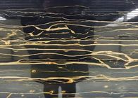 Het gouden de Vloertegels Opgepoetste Oppervlakte van de Aders Zwarte Marmeren Keuken Eindigen